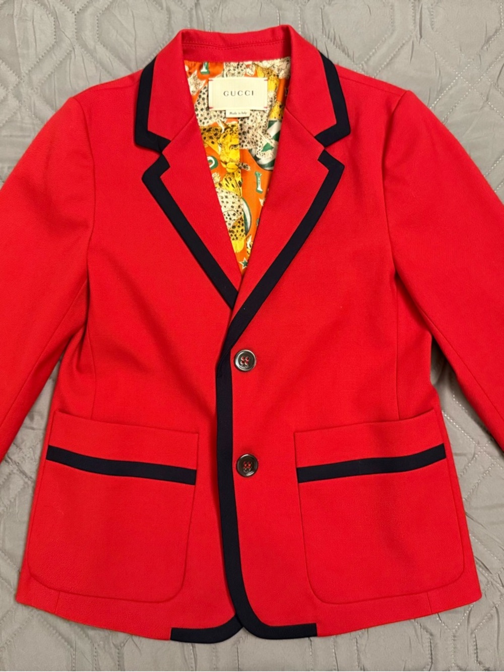 Gucci Kids Red Blazer with Navy Trim Sz 8